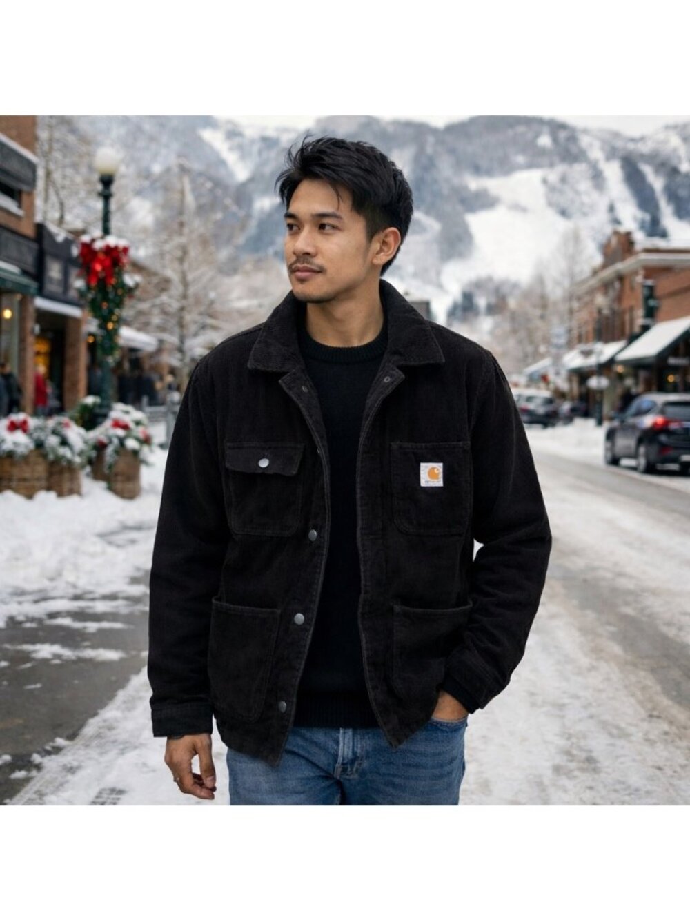 Carhartt Wip Michigan Corduroy Work Insulated Cord Jacket Quilted Black Men M